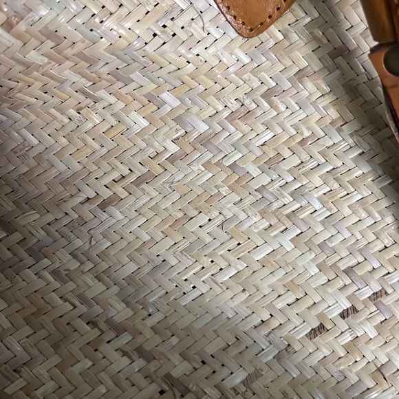 Anthropologie Street Level Boho Backpack Rattan Leather Tassels Circle Bag NWOT - Picture 4 of 10